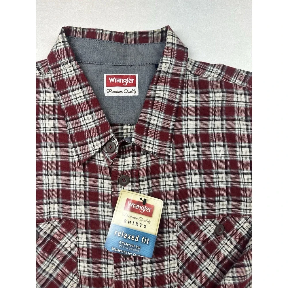 Wrangler Men's 3XL Red Plaid Flannel Shirt NWT Premium Quality‎